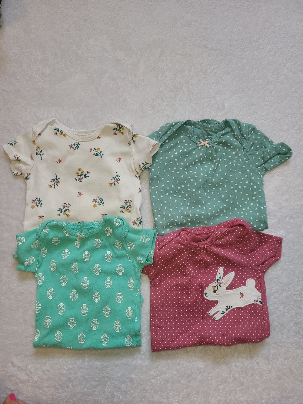 Carter's Baby Girl Short Sleeve Bodysuits - Cream, Sage, Teal, Berry